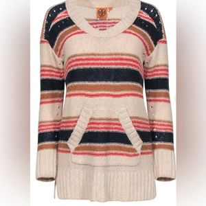 Tory Burch Striped Sweater in Cream, Red, and Blue